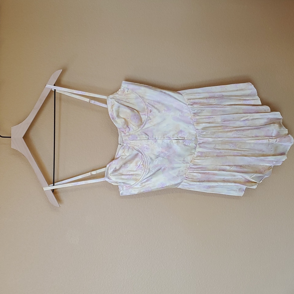 For Love & Lemons Pastel Tie-Dye Mini Dress in Cream, Pink, Yellow